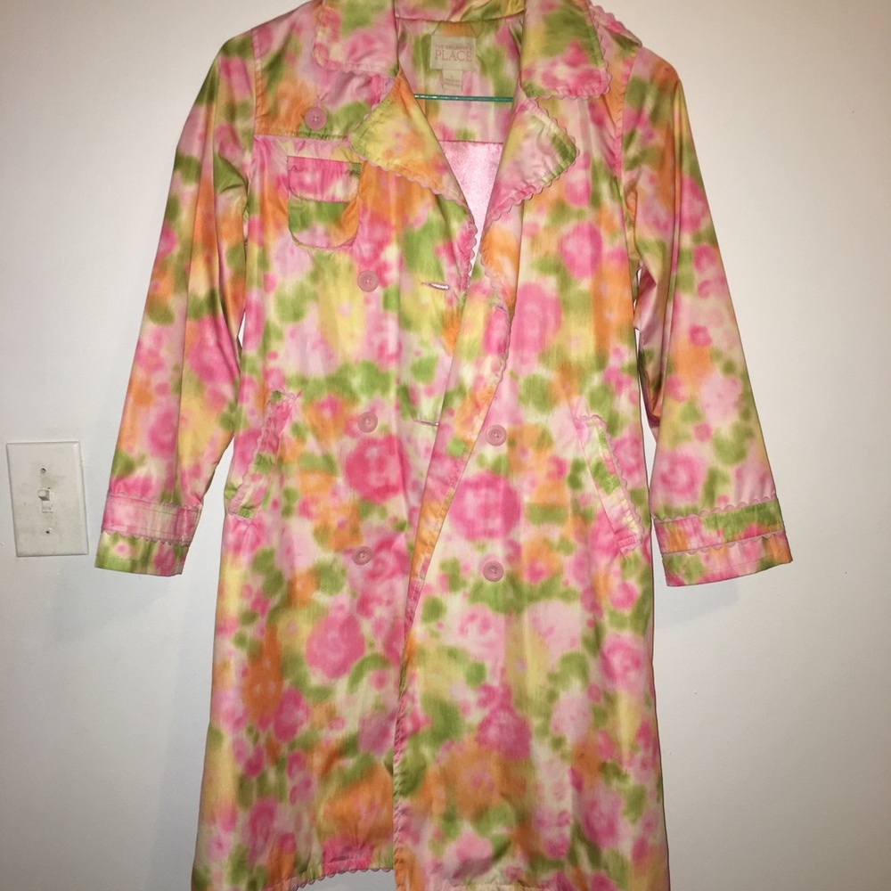 Pink Floral Trench Coat